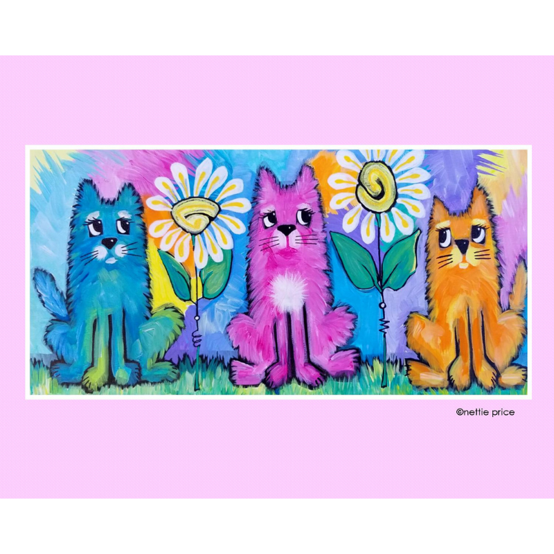 3 Cute Kitty Cats Sparkling Art Print