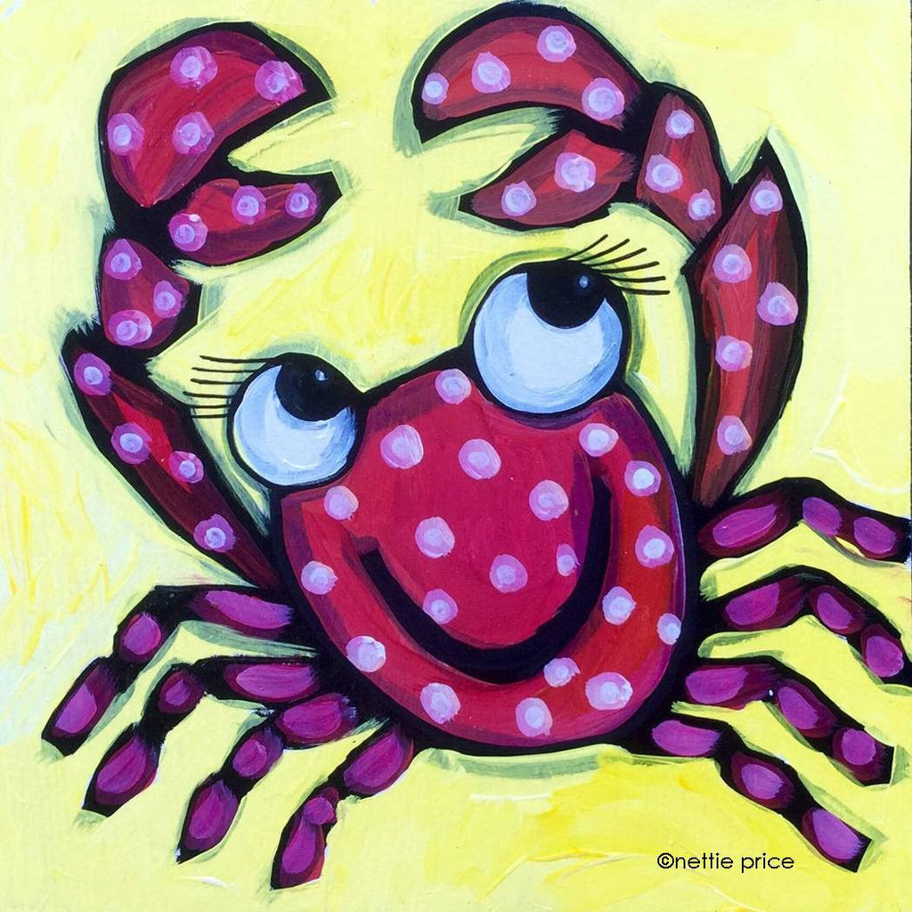 Happy Red Crab Sparkling Art Print