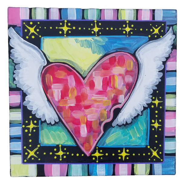 Hope Heart Sparkling Original Acrylic Painting Canvas 12x12