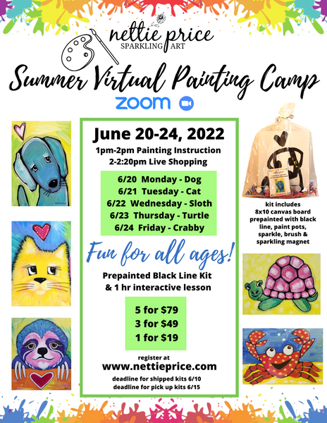 Summer Virtual Painting Camp on Zoom June 20-24, 2022