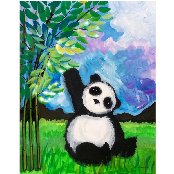 Panda Eating Bamboo Sparkling Print