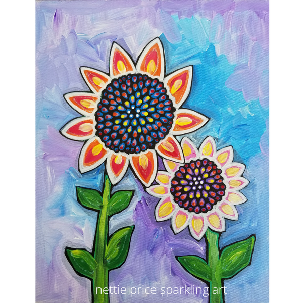 Two Sunflower Original Acrylic Painting Canvas
